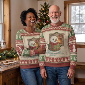 Styling photo, Meltdown Matching Ugly Christmas Sweaters for Couples