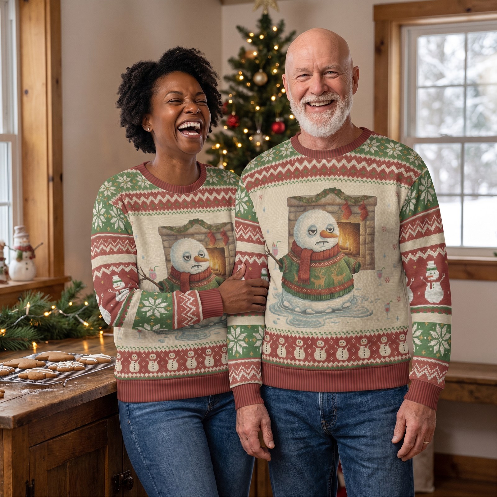 Styling photo, Meltdown Matching Ugly Christmas Sweaters for Couples
