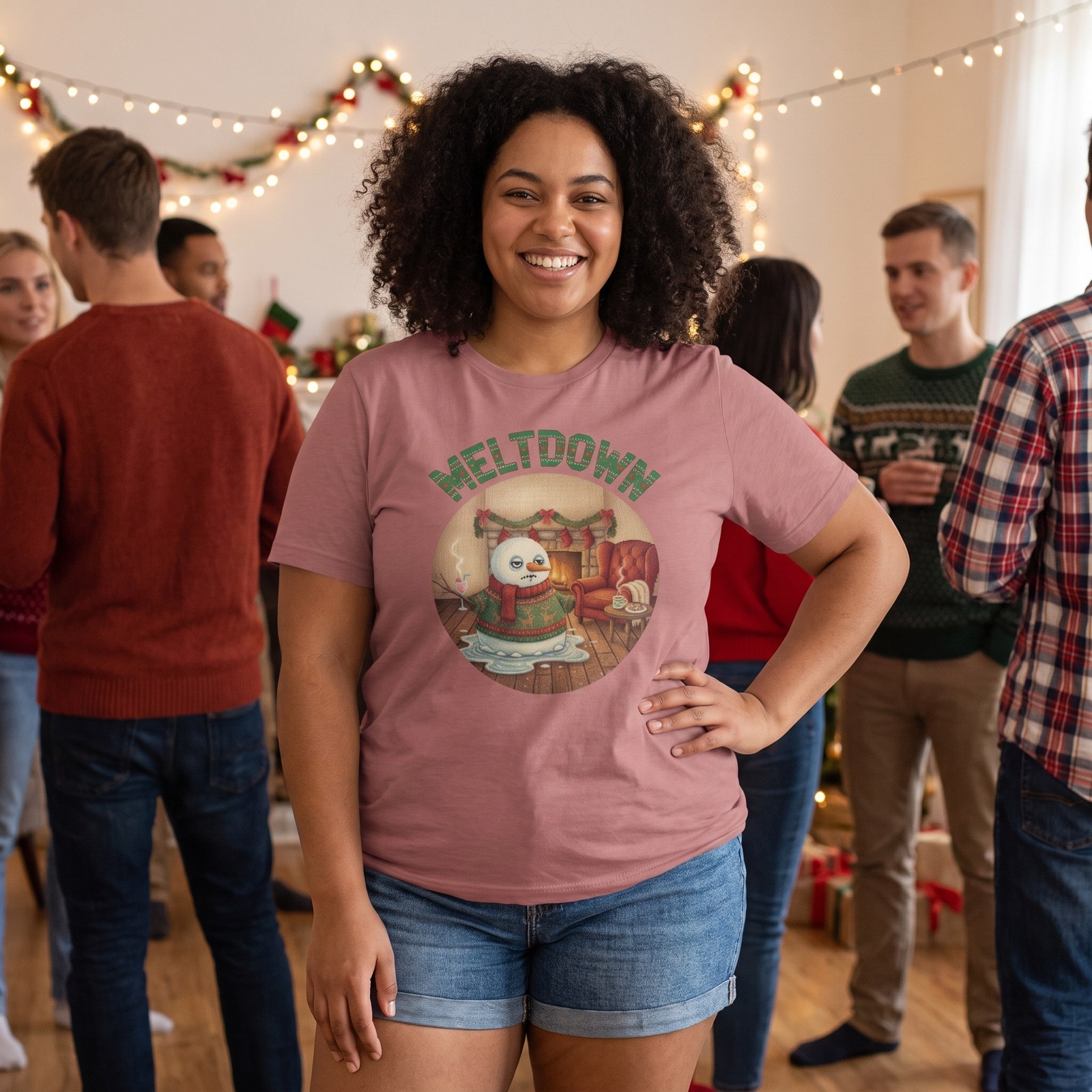 Plus size styling photo, Meltdown Ugly Christmas Shirt