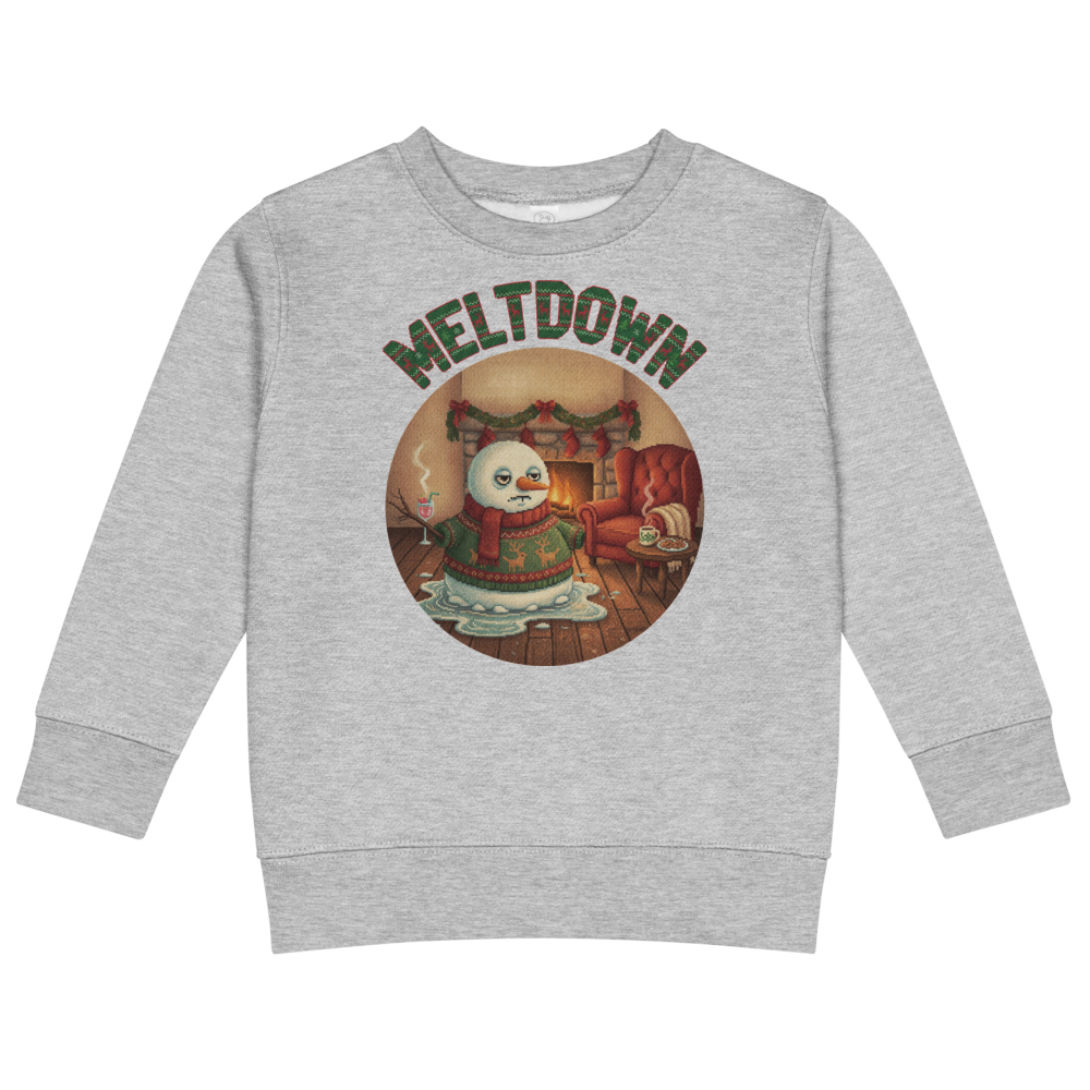 Meltdown Toddler Ugly Christmas Sweater | Kids Crewneck Sweatshirt, Ages 2 to 7 Heather flat