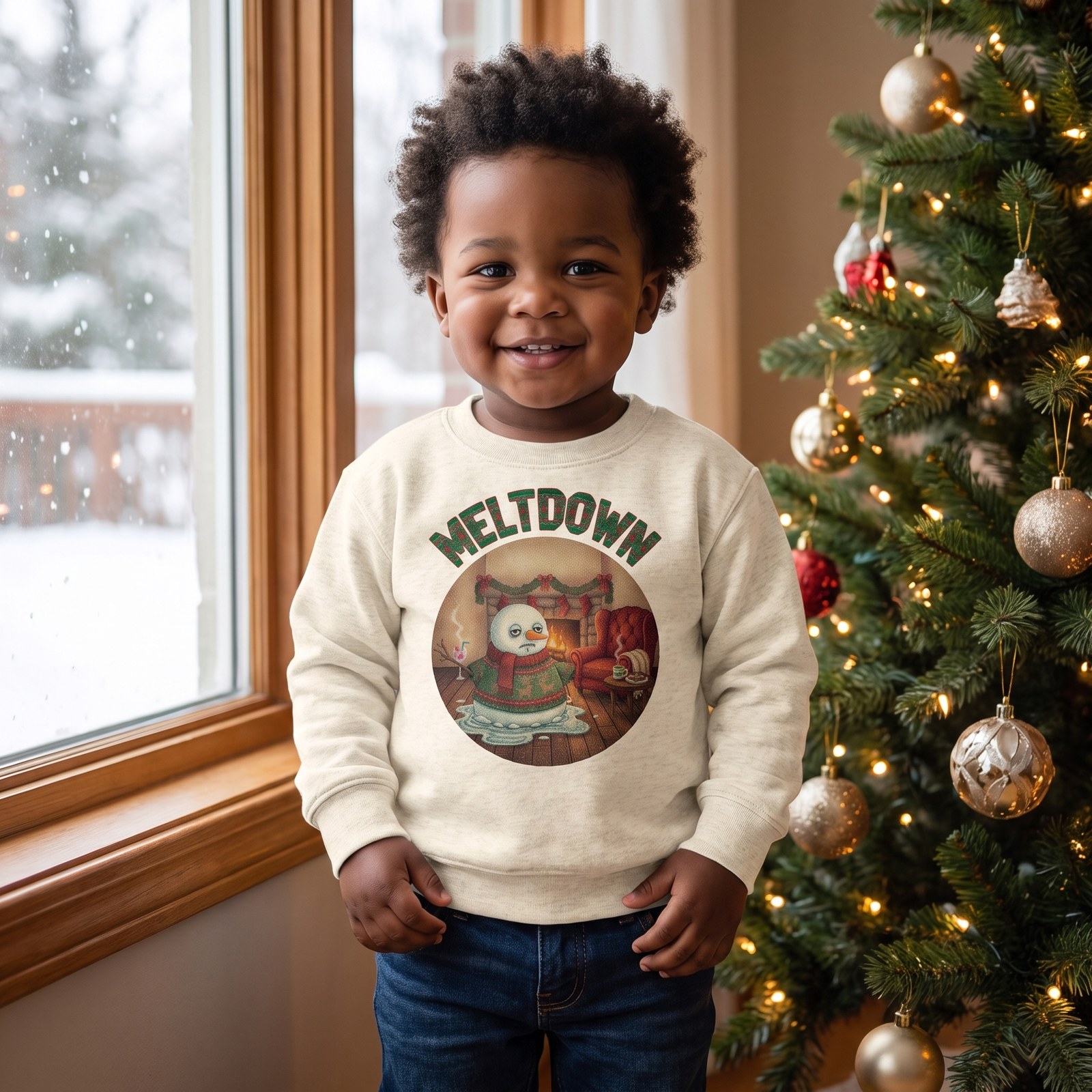 Styling photo, Meltdown Toddler Ugly Christmas Sweater