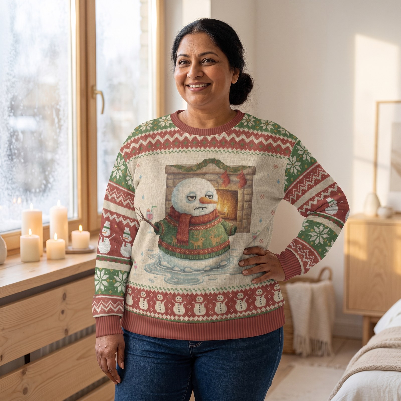 Plus size styling photo, Meltdown Ugly Christmas Sweater