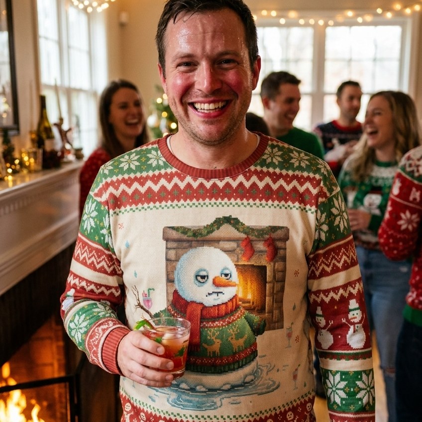 Styling photo, Meltdown Ugly Christmas Sweater