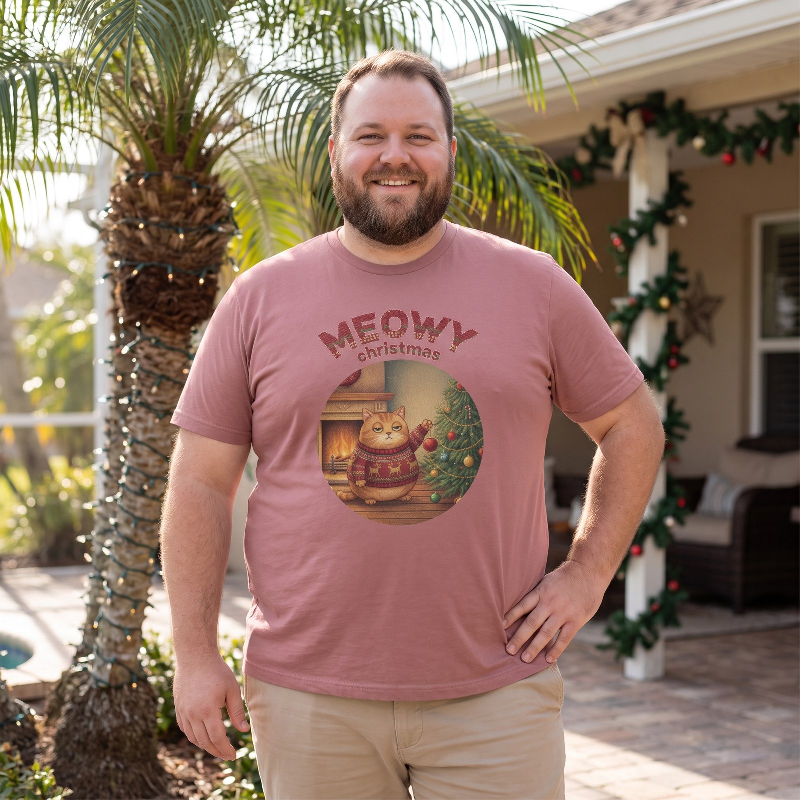 Plus size styling photo, Meowy Christmas Ugly Christmas Shirt