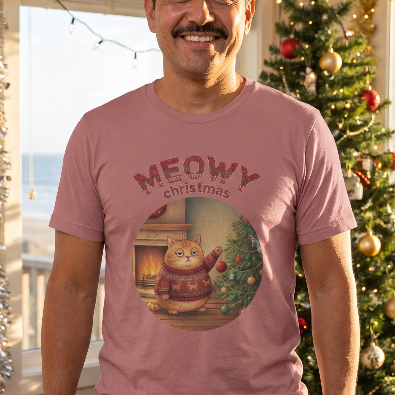 Styling photo, Meowy Christmas Ugly Christmas Shirt