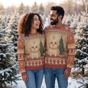 Styling photo, Merry Woofmas Matching Ugly Christmas Sweaters for Couples
