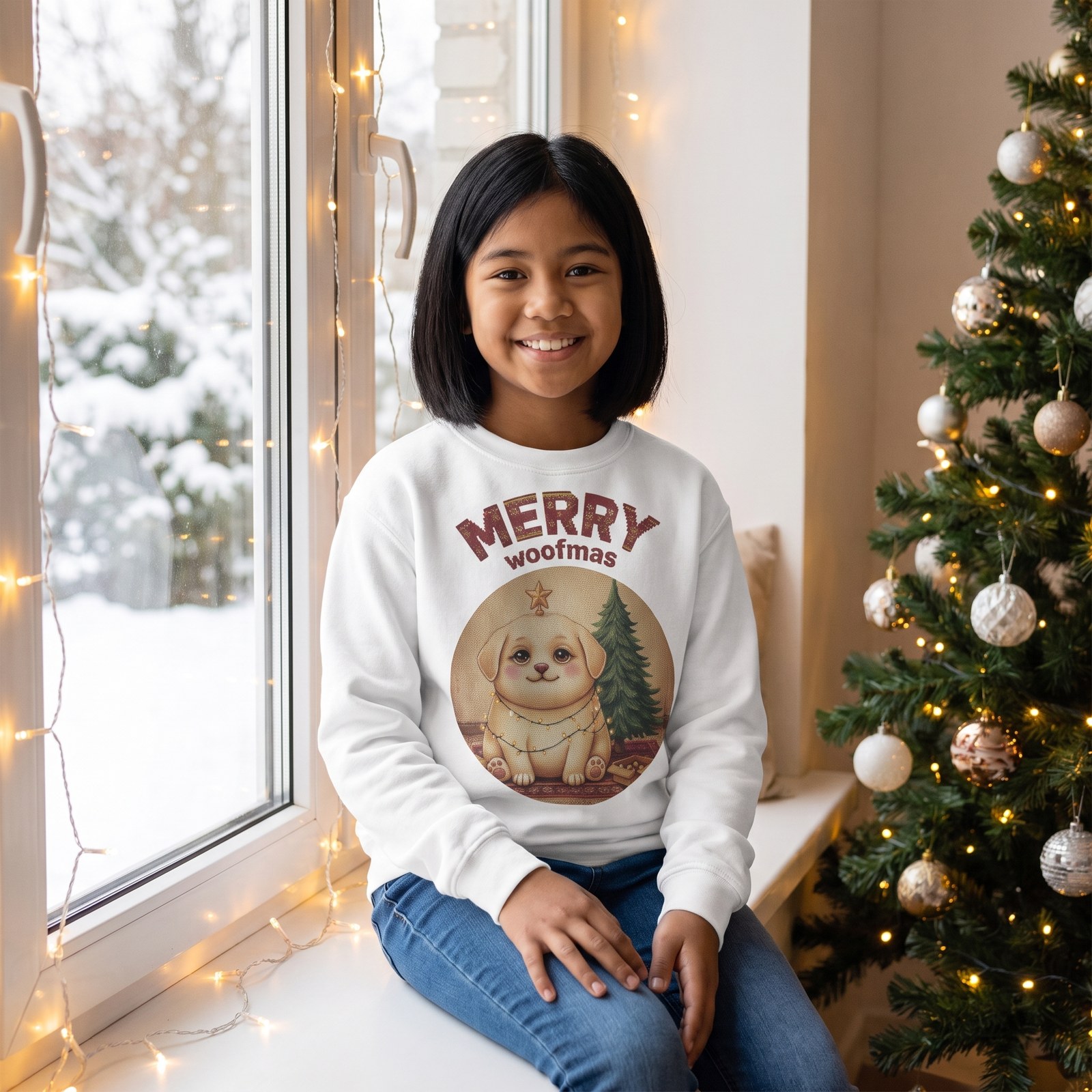 Styling photo, Merry Woofmas Kids Ugly Christmas Sweater