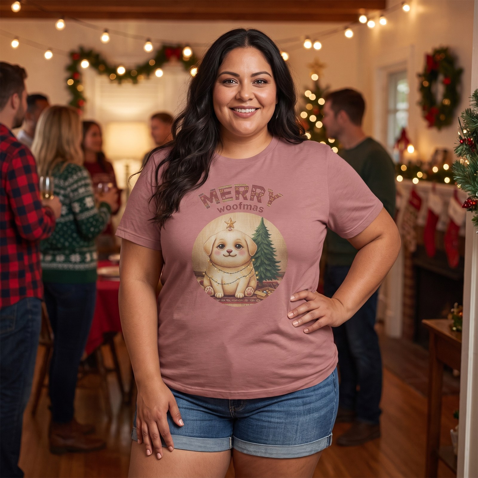 Plus size styling photo, Merry Woofmas Ugly Christmas Shirt