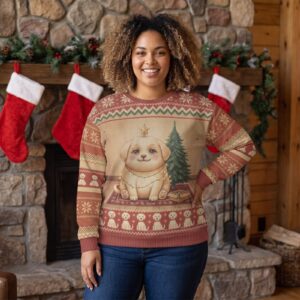 Plus size styling photo, Merry Woofmas Ugly Christmas Sweater