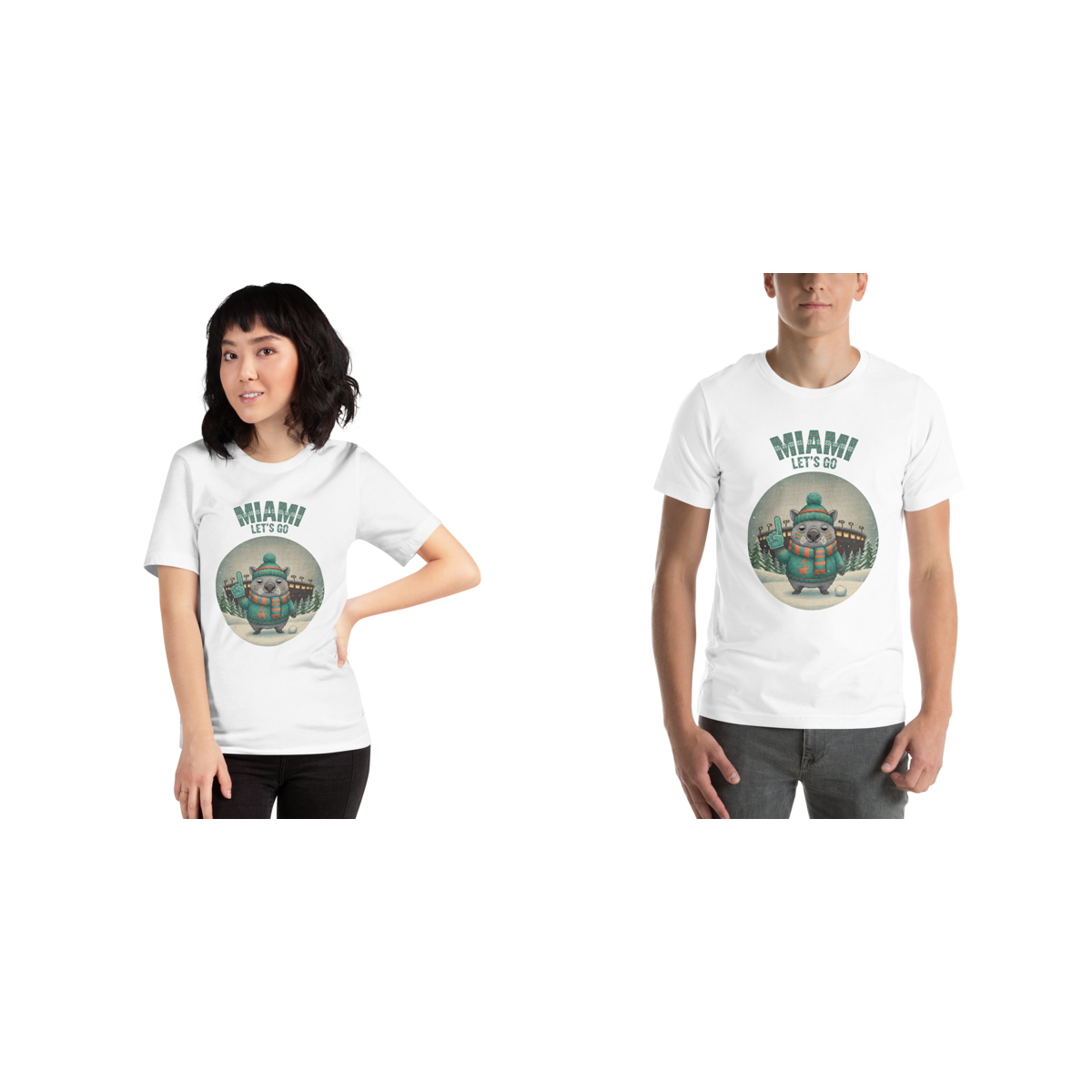 Miami Fan matching Christmas tees for couples, pure white