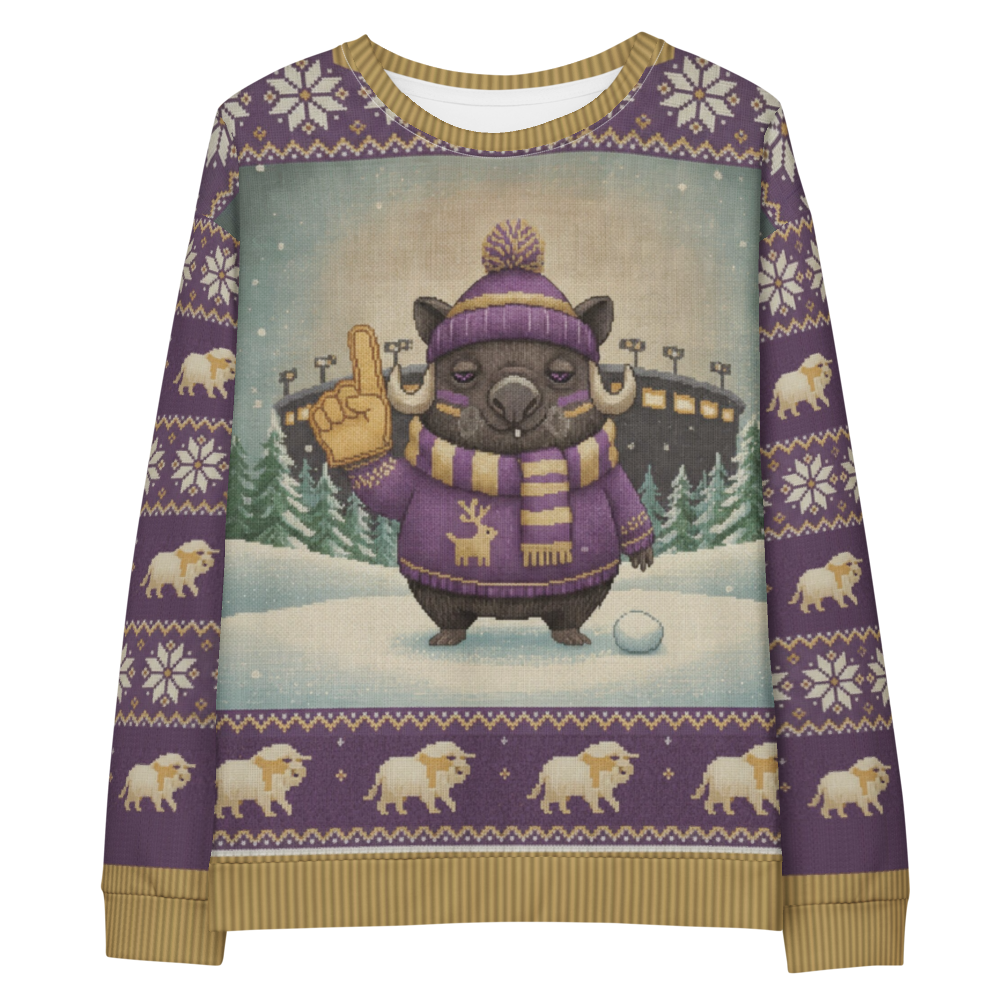 Minnesota Fan ugly Christmas sweatshirt, front flat