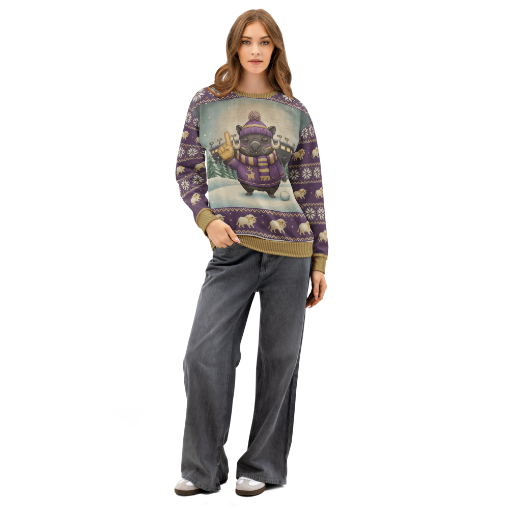Minnesota Fan ugly Christmas sweatshirt, women's front