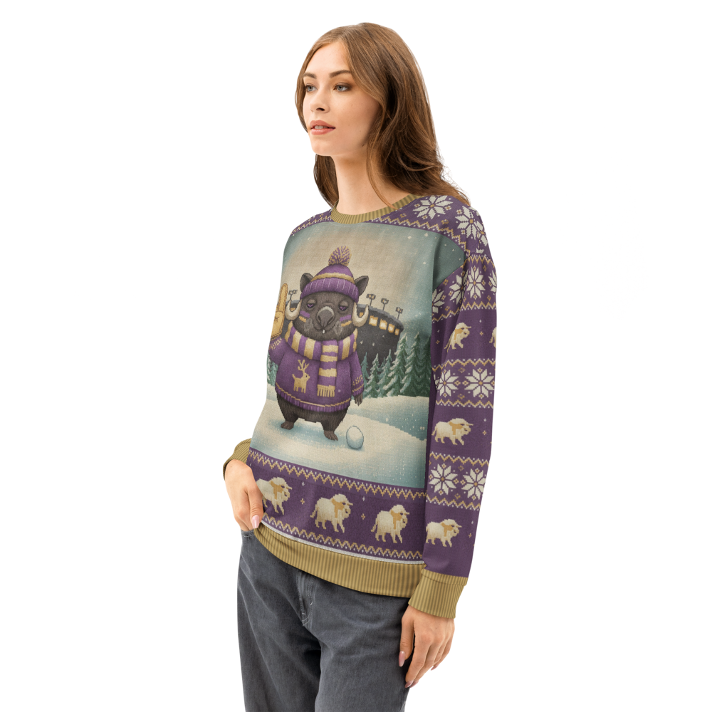 Minnesota Fan ugly Christmas sweatshirt, women's side