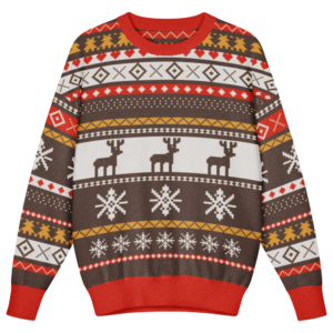 Moose Shetland Kids Ugly Christmas Sweater | Real Knit Fair Isle Crewneck 1