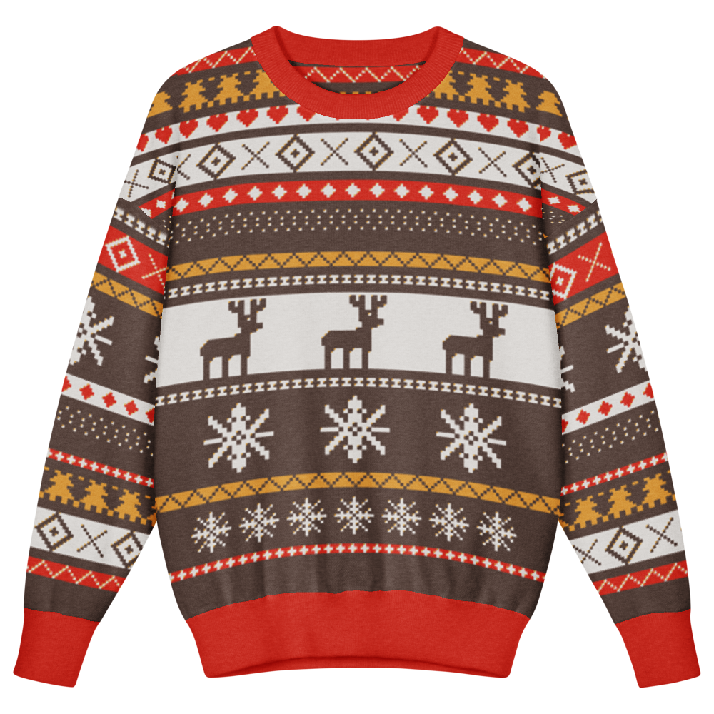 Moose Shetland Kids Ugly Christmas Sweater | Real Knit Fair Isle Crewneck 1