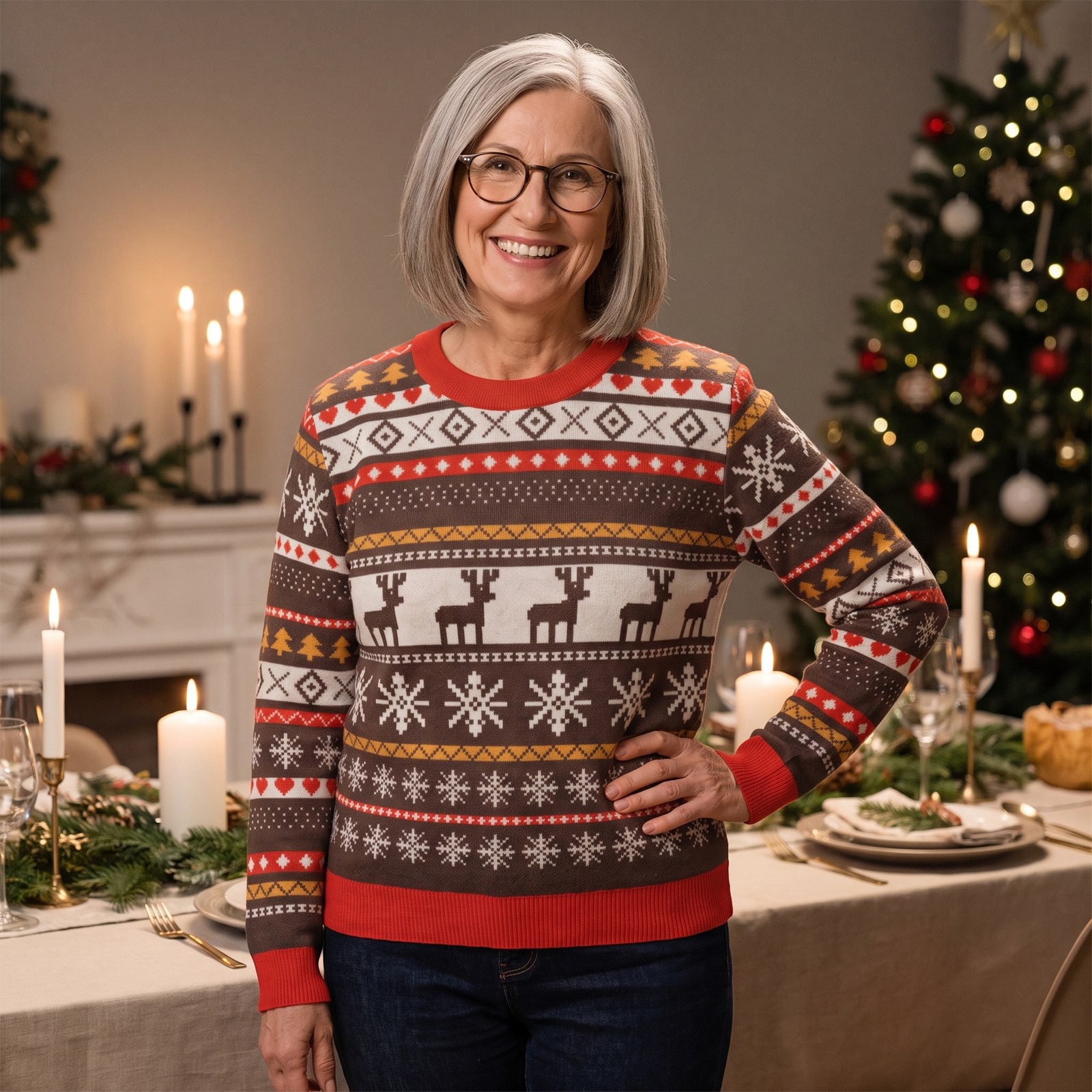 Styling photo, Moose Shetland Vintage Fair Isle Christmas Sweater