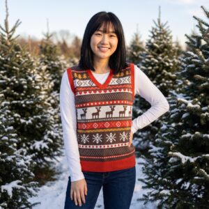 Styling photo, Moose Shetland Christmas Sweater Vest for Men and Women