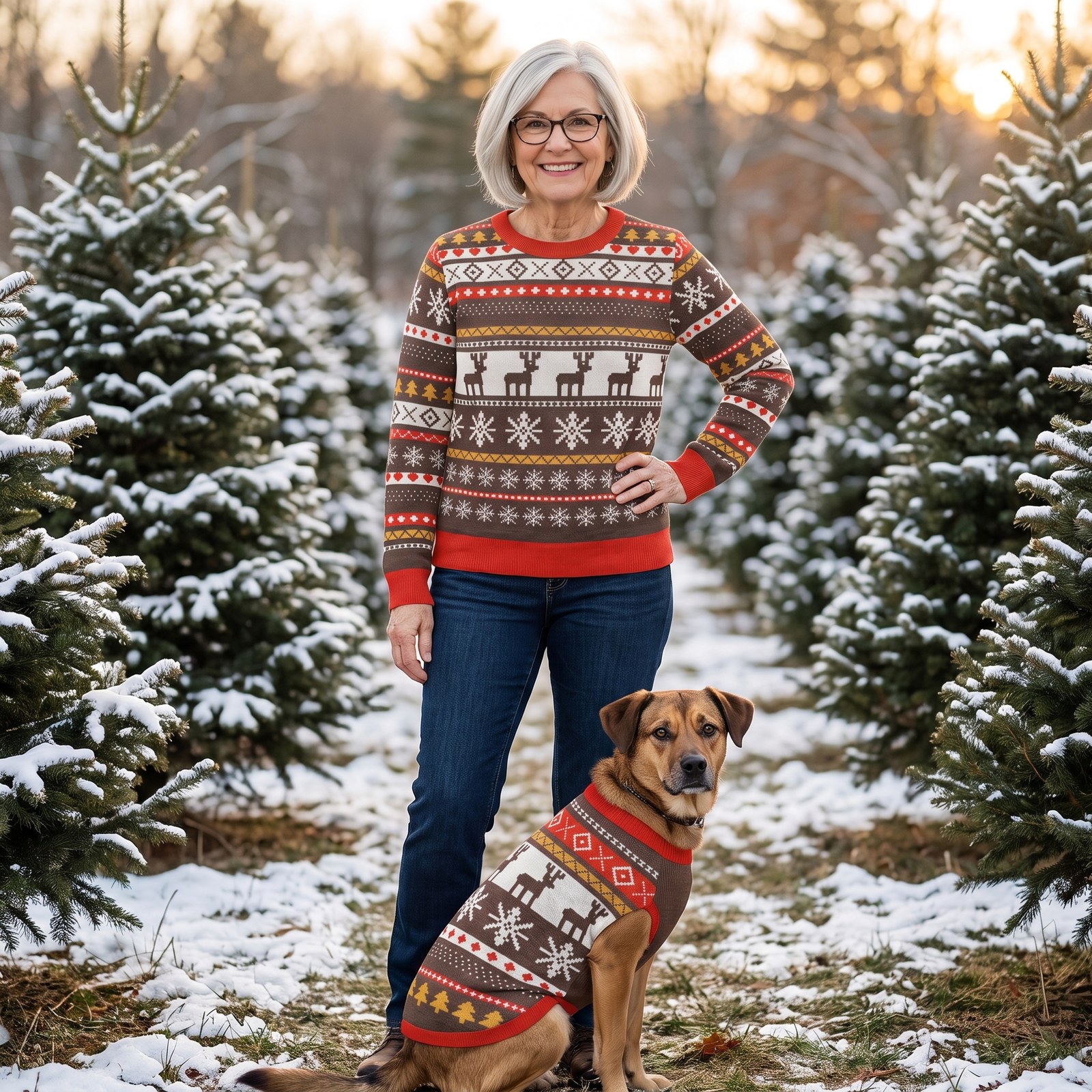 Styling photo, Moose Shetland Matching Christmas Sweaters for Dog and Owner