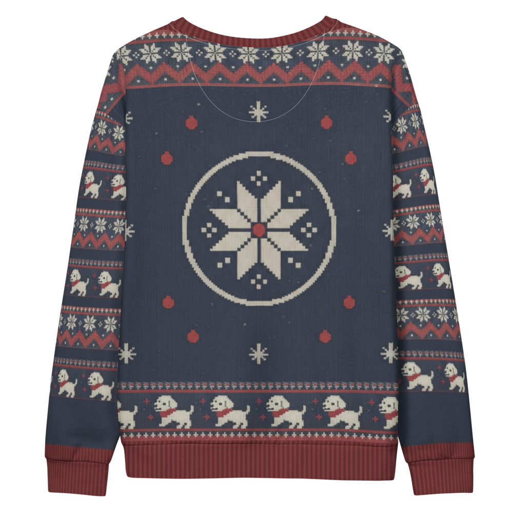 New England Fan ugly Christmas sweatshirt, back flat