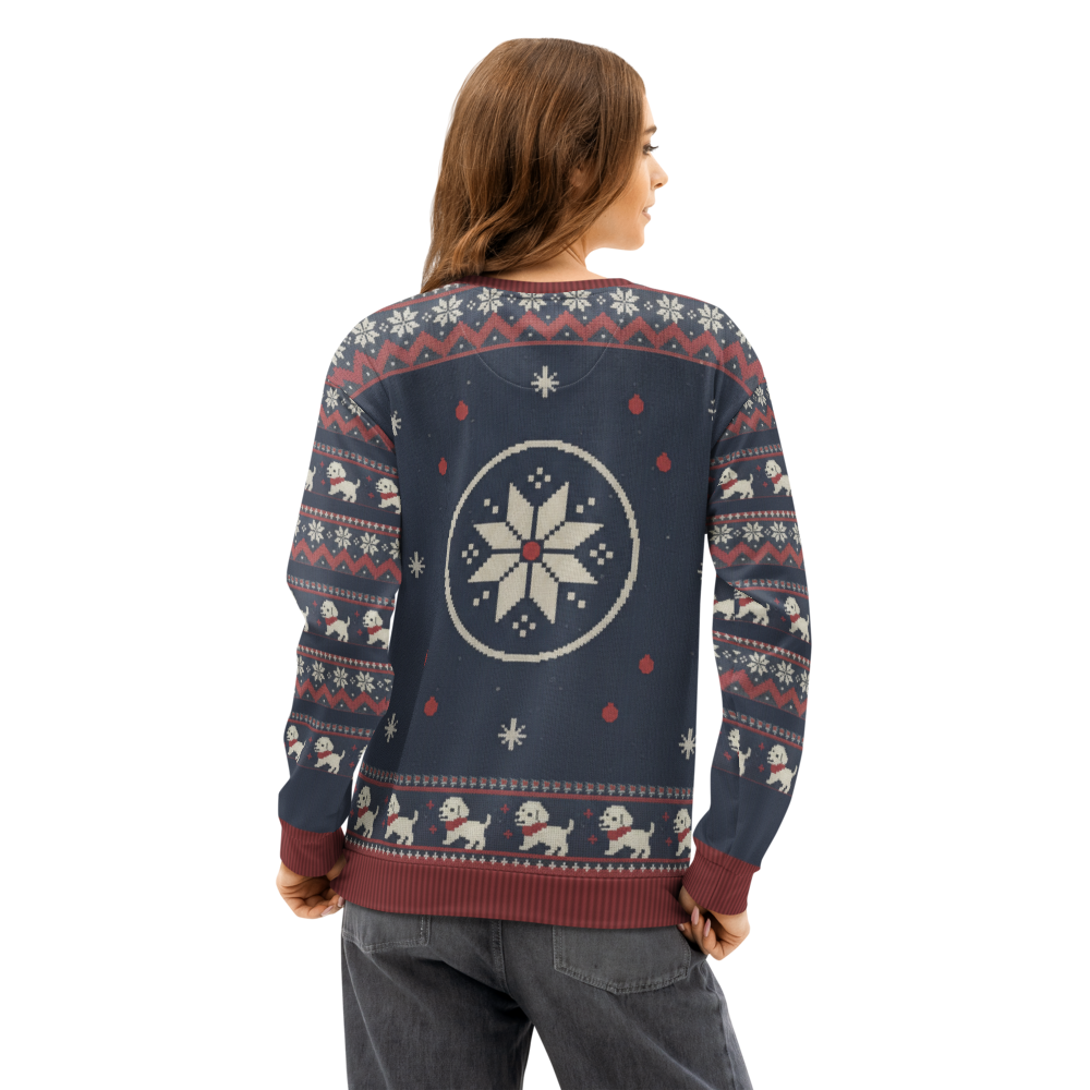 New England Fan ugly Christmas sweatshirt, women's back