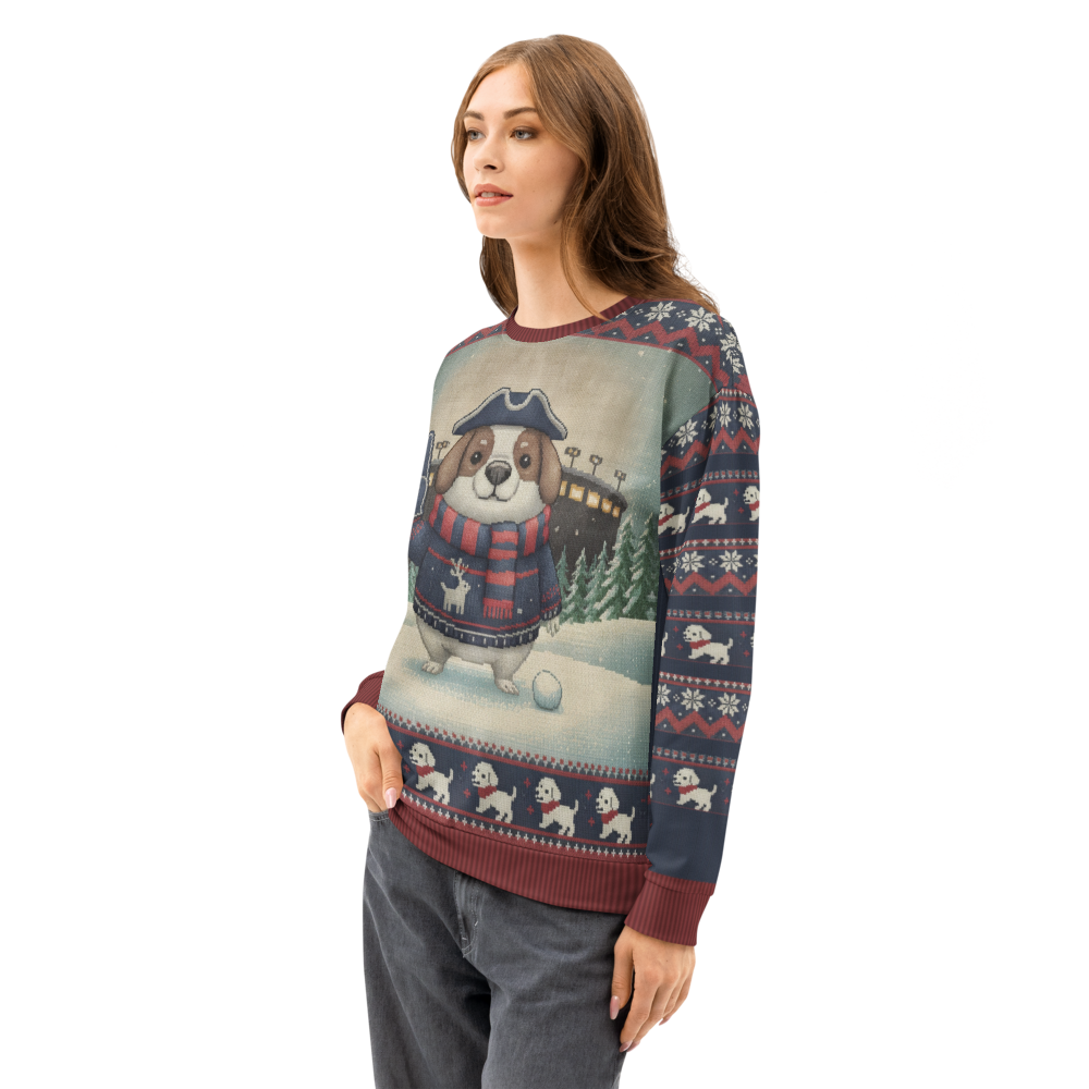 New England Fan ugly Christmas sweatshirt, women's side