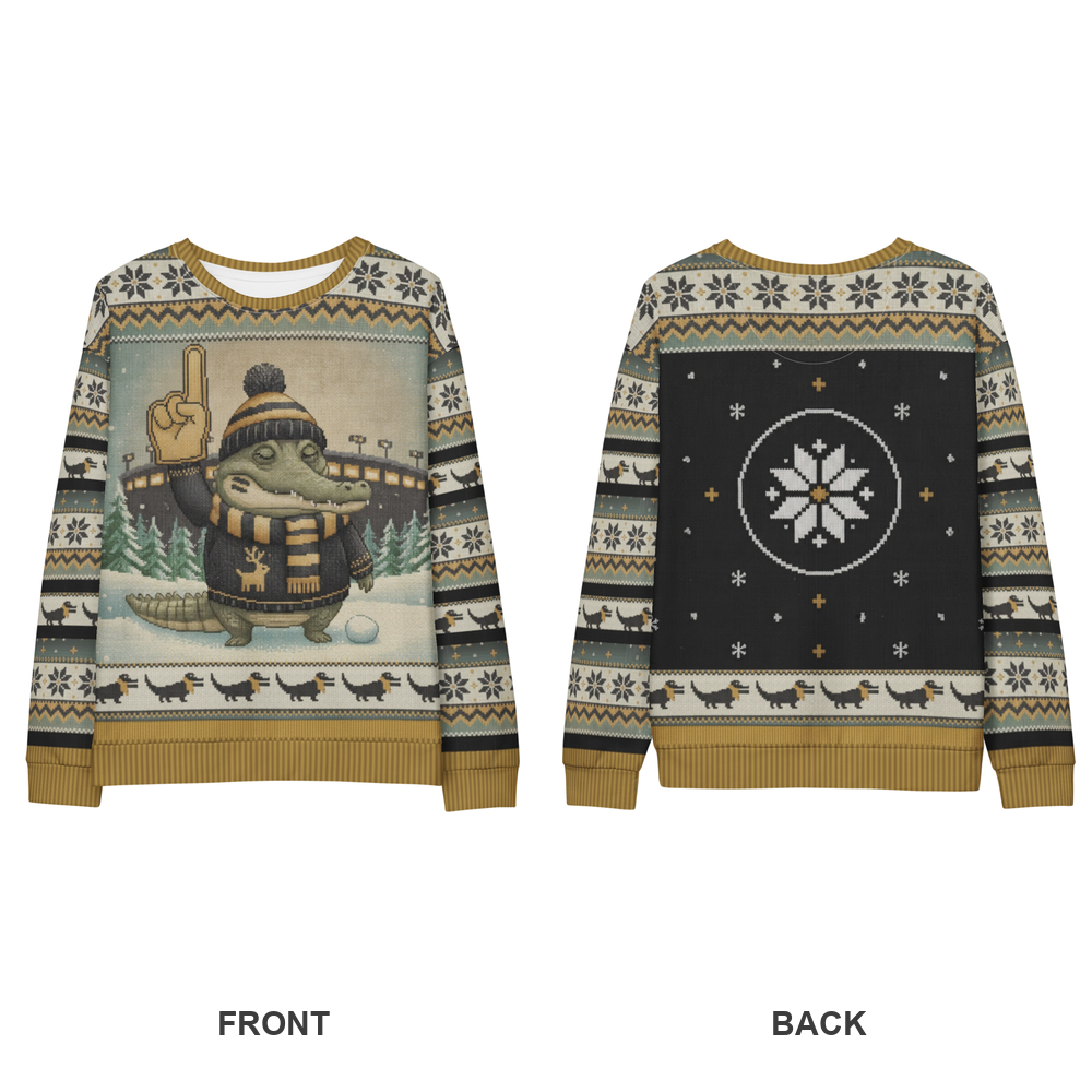 New Orleans Fan ugly Christmas sweatshirt, front and back