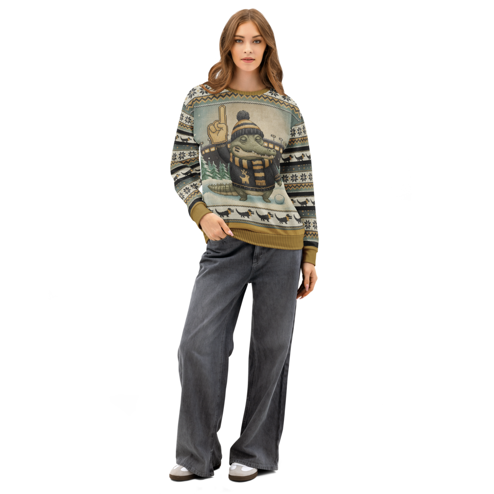 New Orleans Fan ugly Christmas sweatshirt, women's front