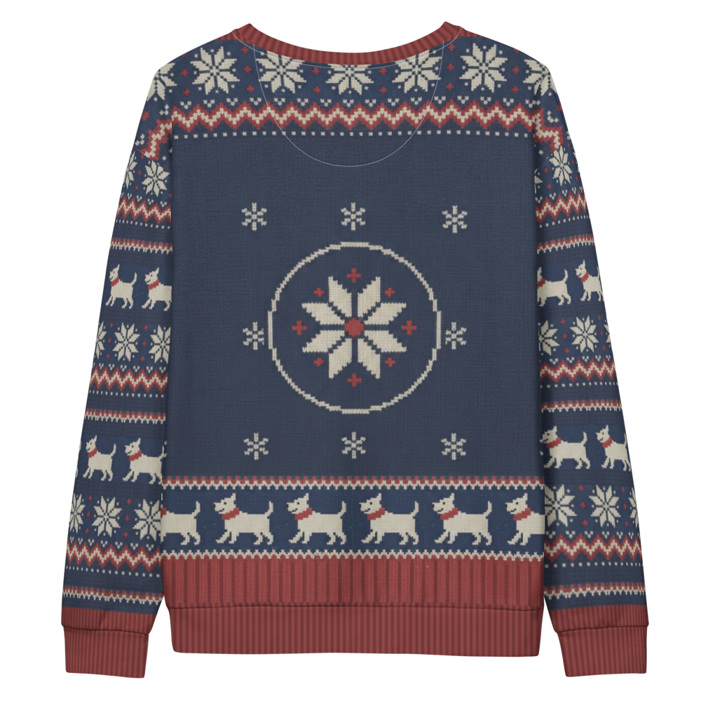 New York Blue Fan ugly Christmas sweatshirt, back flat