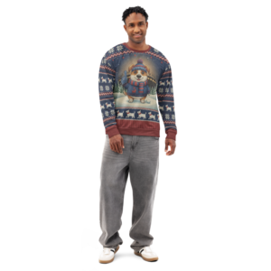 New York Blue Fan ugly Christmas sweatshirt, men's front