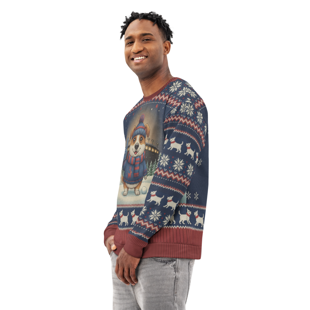 New York Blue Fan ugly Christmas sweatshirt, men's side