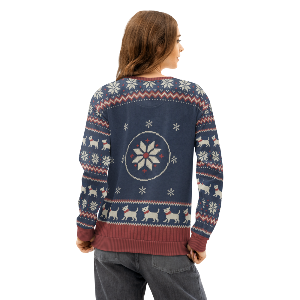 New York Blue Fan ugly Christmas sweatshirt, women's back