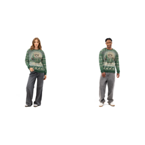 New York Green Fan matching ugly Christmas sweatshirts for couples