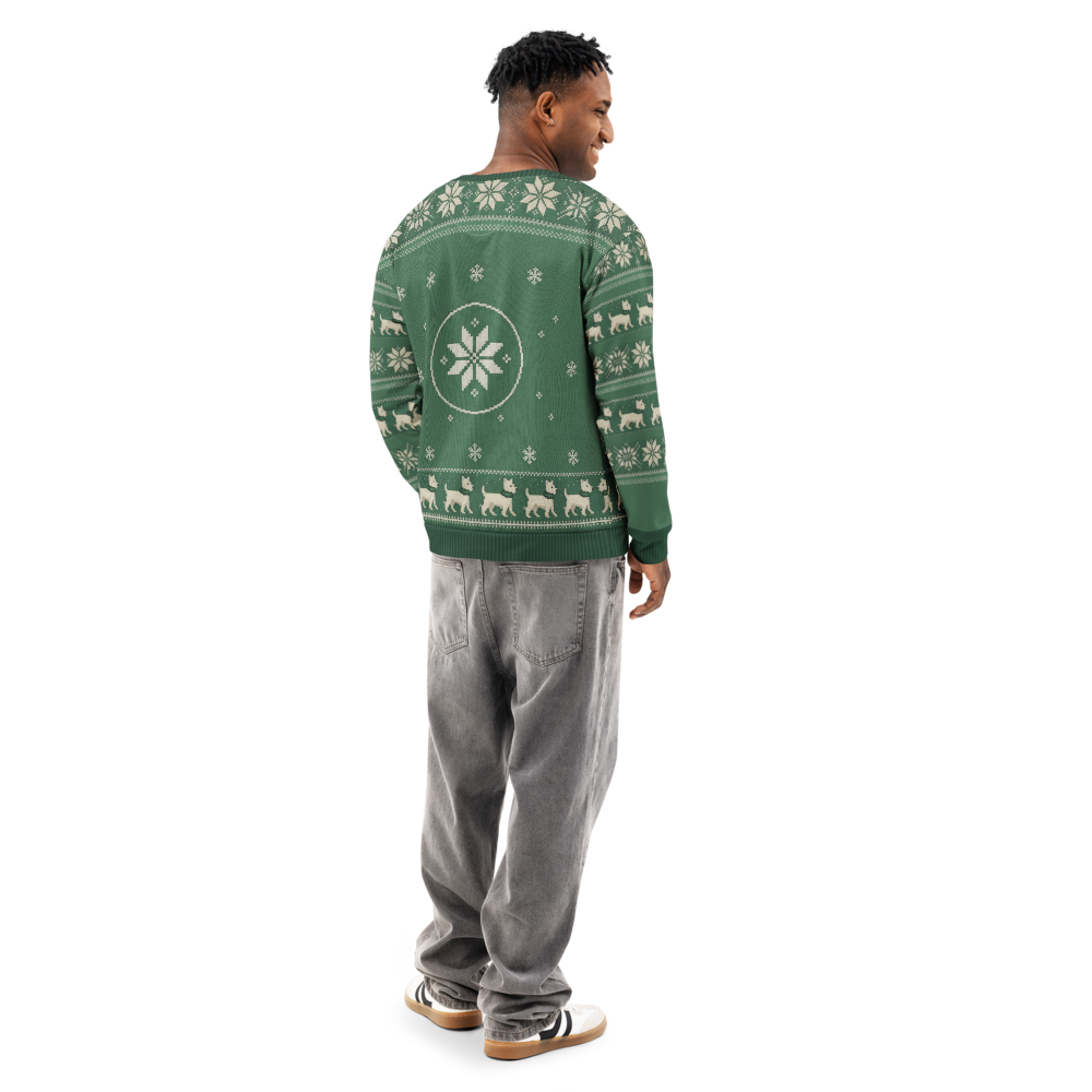 New York Green Fan ugly Christmas sweatshirt, men's back