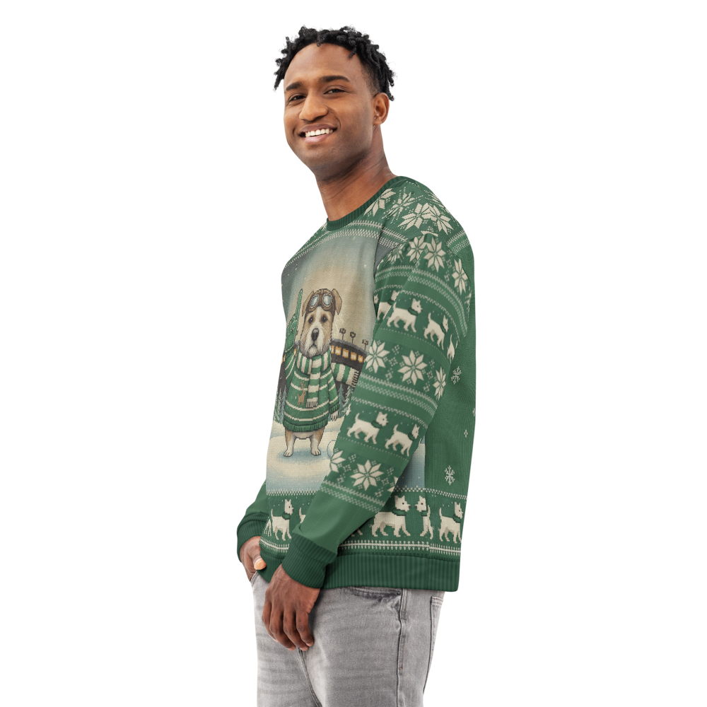 New York Green Fan ugly Christmas sweatshirt, men's side