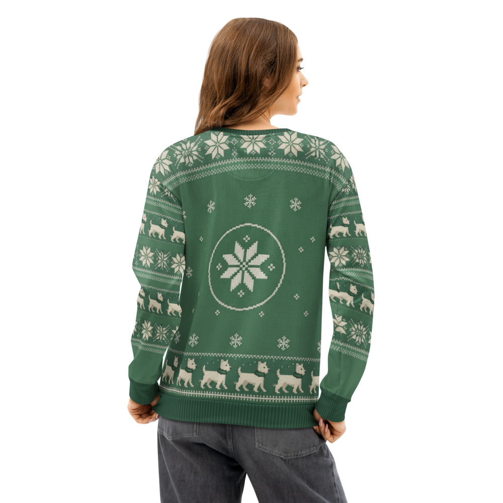 New York Green Fan ugly Christmas sweatshirt, women's back