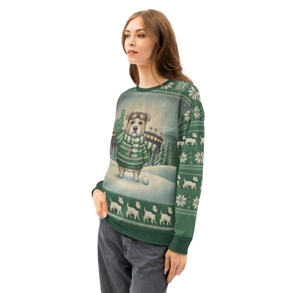 New York Green Fan ugly Christmas sweatshirt, women's side