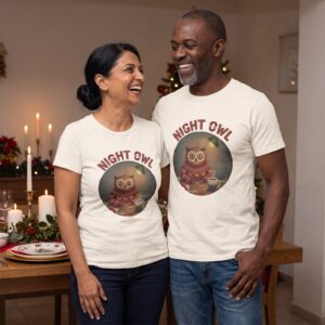 Styling photo, Night Owl Matching Christmas Shirts for Couples