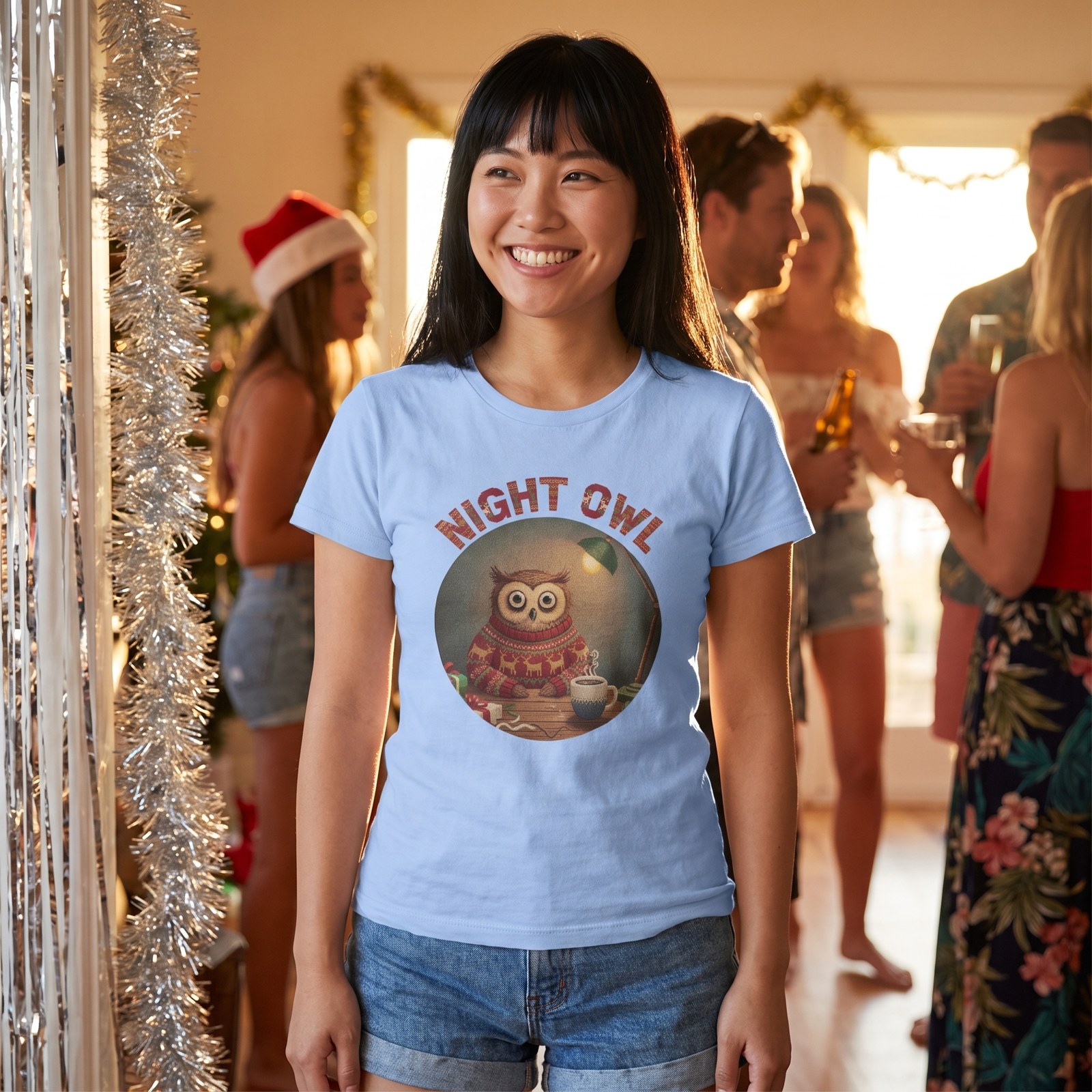 Styling photo, Night Owl Ugly Christmas Shirt