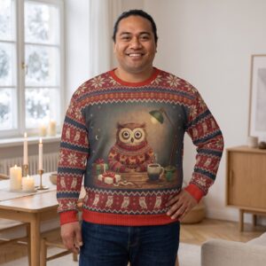 Plus size styling photo, Night Owl Ugly Christmas Sweater