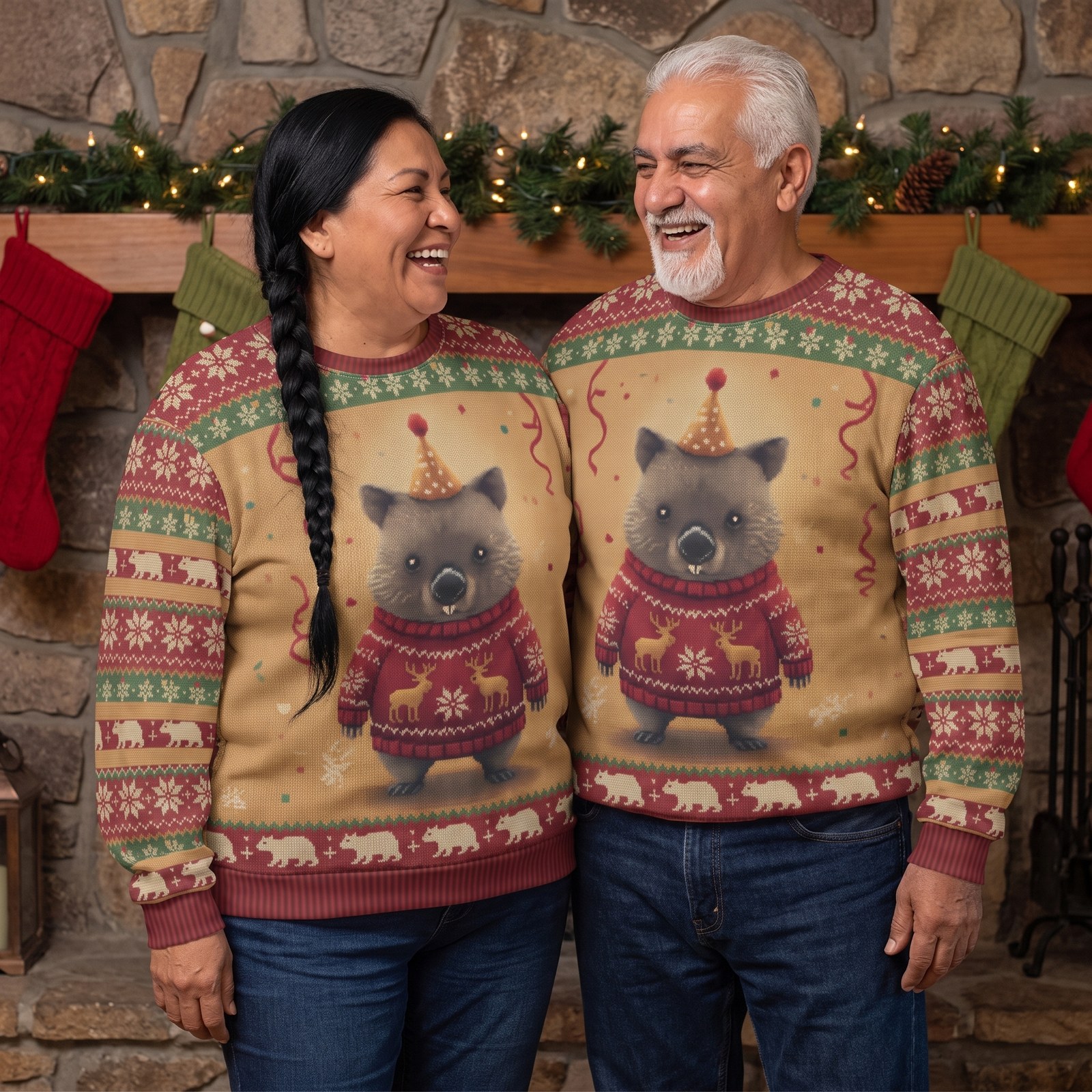 Plus size styling photo, Party Animal Matching Ugly Christmas Sweaters for Couples