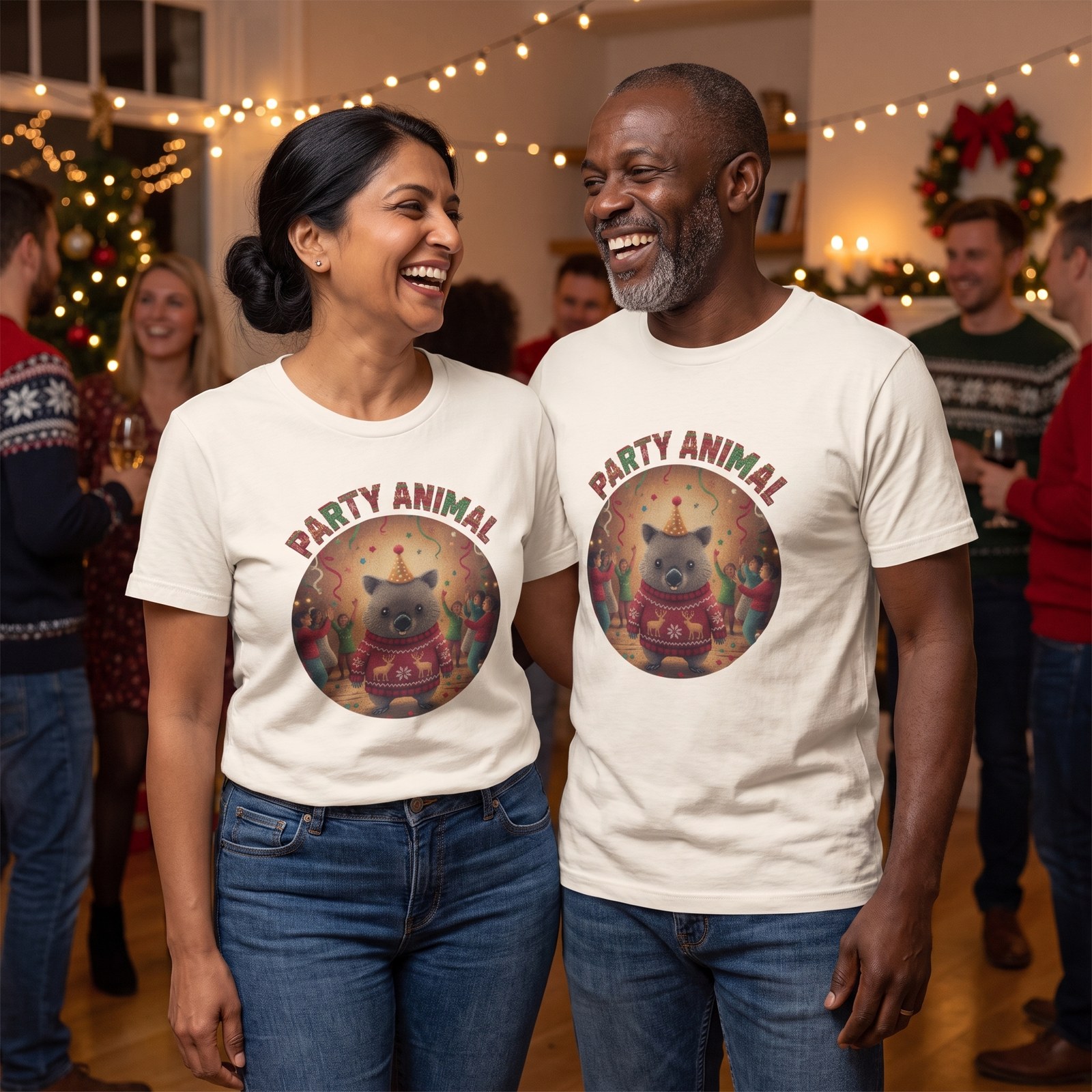 Styling photo, Party Animal Matching Christmas Shirts for Couples