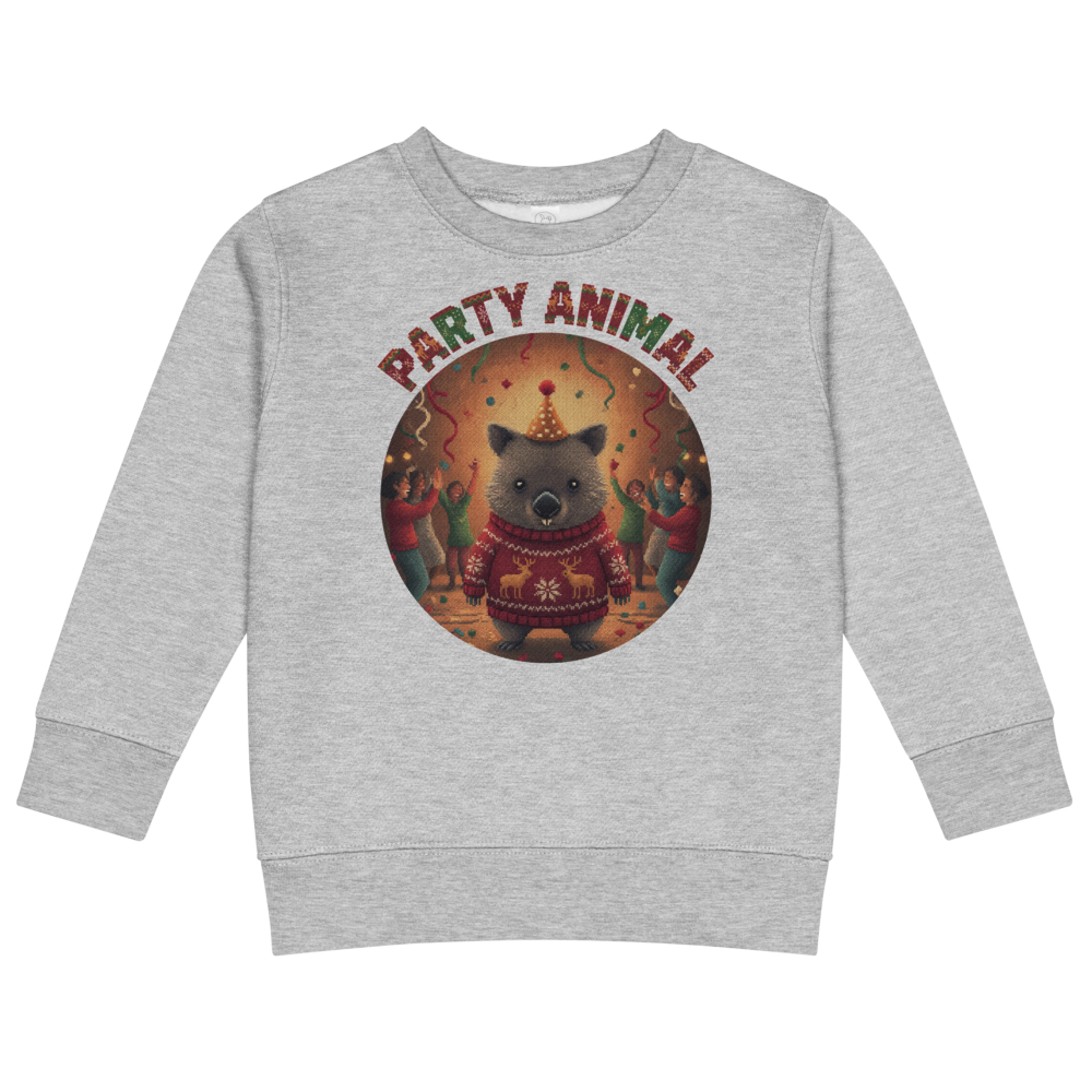 Party Animal Toddler Ugly Christmas Sweater | Kids Crewneck Sweatshirt, Ages 2 to 7 Heather flat