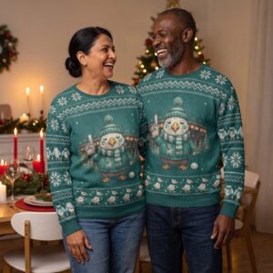Styling photo, Philadelphia Fan Matching Ugly Christmas Sweaters for Couples