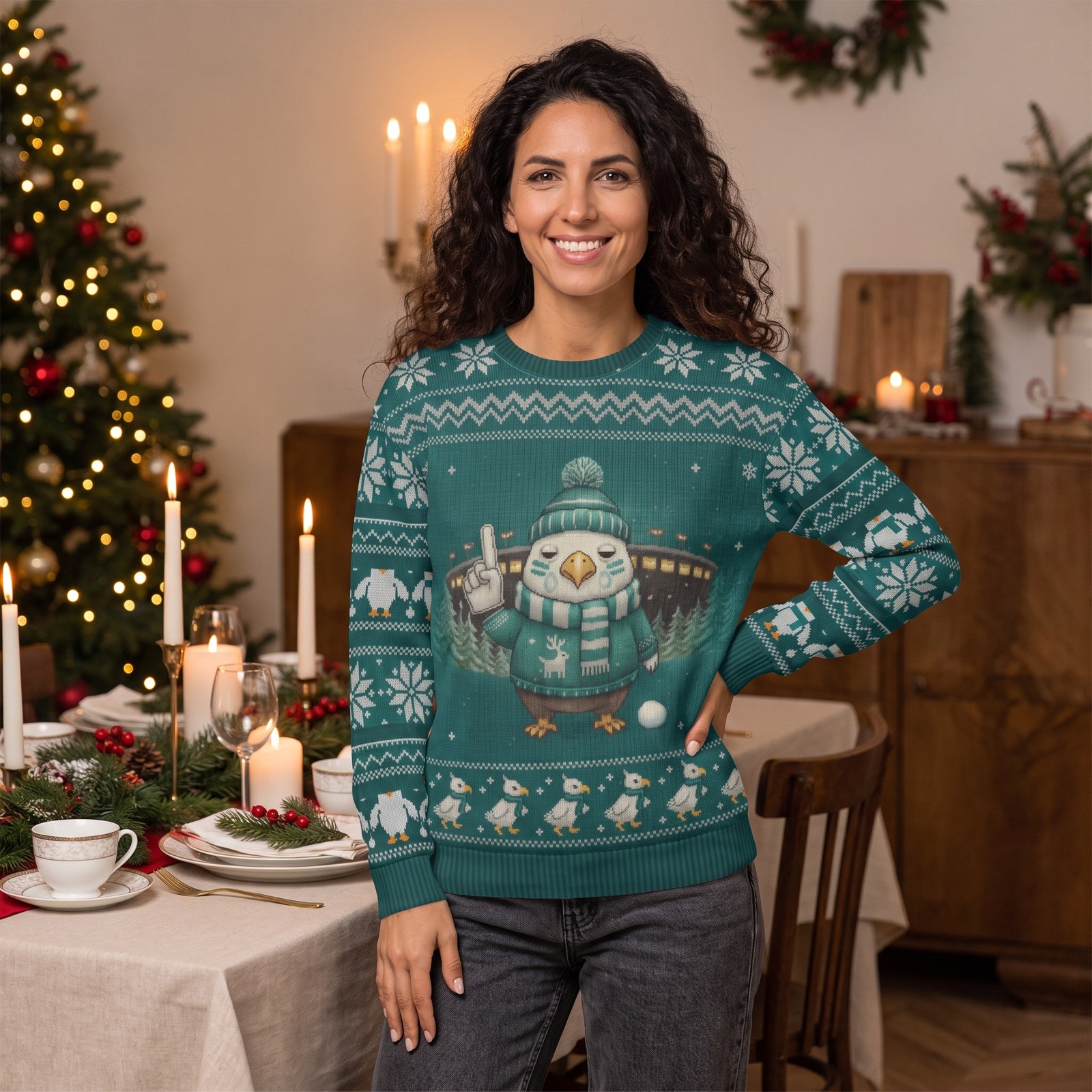 Styling photo, Philadelphia Fan Ugly Christmas Sweater
