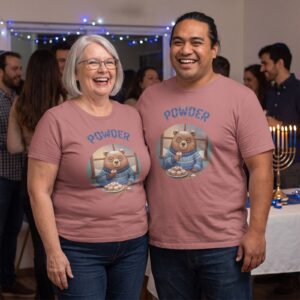 Plus size styling photo, Powder Day Matching Hanukkah Shirts for Couples