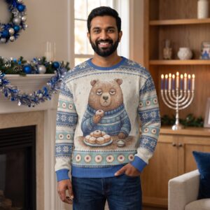 Styling photo, Powder Day Ugly Hanukkah Sweater