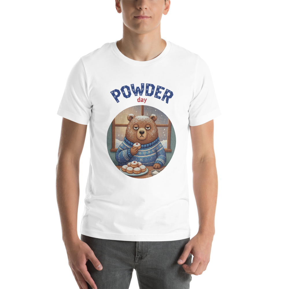 Powder Day Ugly Tee — Pure White model