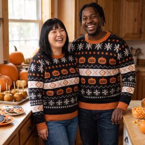 Plus size styling photo, Pumpkin Halloween Couples Matching Set