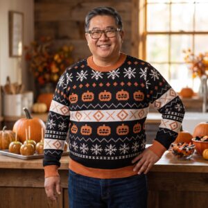 Plus size styling photo, Pumpkin Halloween Sweater