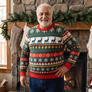 Plus size styling photo, Reindeer Classic Vintage Fair Isle Christmas Sweater